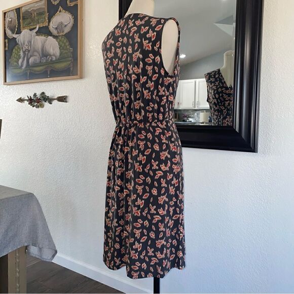 Banana Republic Womens Printed Stretch V-Neck Sleeveless Wrap Dress Black Small - Picture 3 of 14